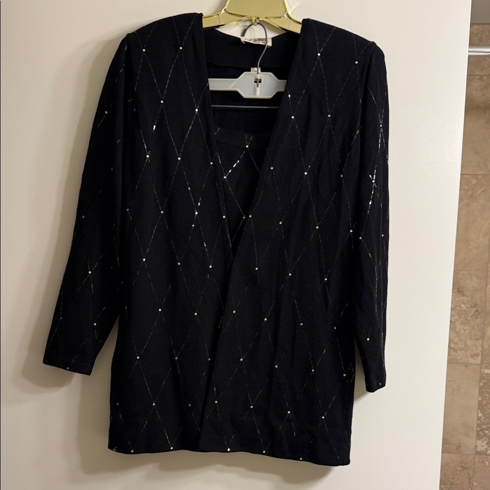 St John Black Diamond Sparkle Suit, Size 12